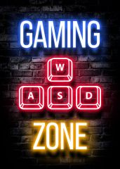 WASD Gaming Zone Neon Sign for Gaming Wall Decor