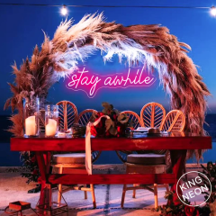 Stay Awhile Neon Signs for Wall Decor & Party Decor
