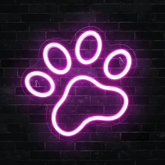 Paw Print Neon Sign for Wall Decor Bar Cafes Dog Lovers